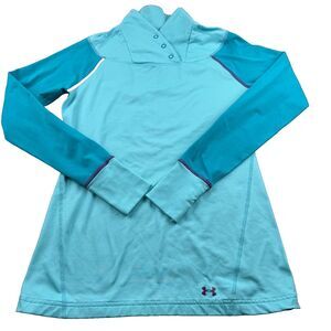 Under Armour Cold Gear Snap Wrap Neck Pullover Women's M Aqua Sweatshirt Outdoor